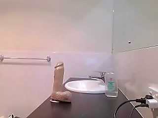 cd fucks large dildo and cums on her foot