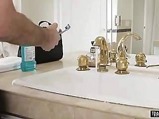 sexy big titted shemale beauty anal fucked by her lover