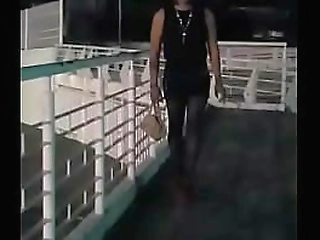 lourranny kelly stroking her big cock under her latex dress