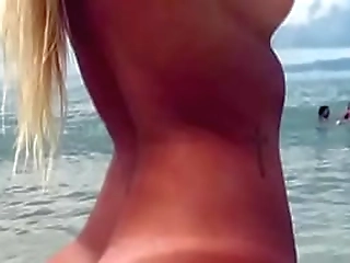 hot blonde shemale in blue lingerie sucks her lover's fat