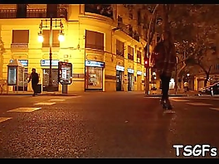 oversexed t-girl gets creampied after a hardcore ride