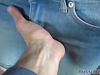 busty russian tgirl toying her asshole