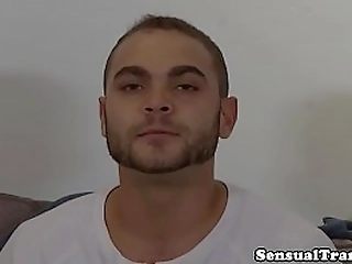 busty shemale assfucking hunk after shower