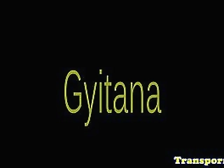 busty tgirl jerking by the poolside outdoors