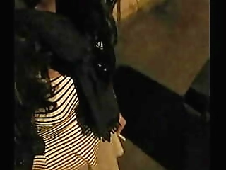 young french crossdresser walk out by night and caress himself 1/2