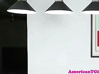 masturbating tgirl wanks cock and toys ass