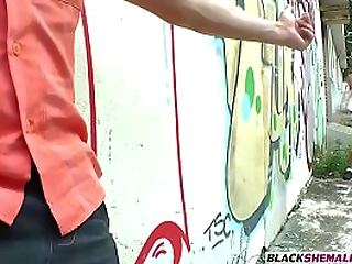 tighty guy sucks a ebony shemales huge fat long cock