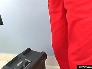 transsexual repairwoman julia steinkopf uses screw drivers to masturbate