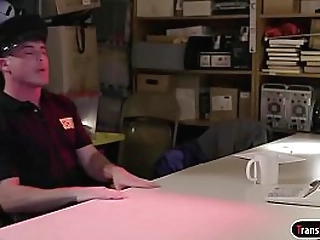 security guard seducing his hot shemale boss and anals her