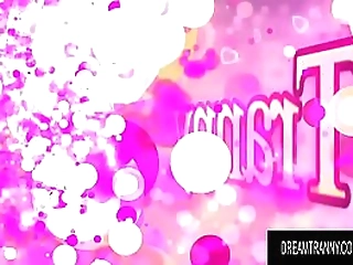 tgirls dani peterson and bella atrix cavort in a pool and blow each other