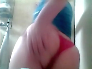 bigtit trans babe in fishnets jerking cock