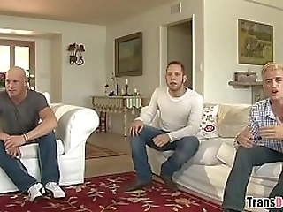 sissy crossdresser in stockings jerks off that big rod