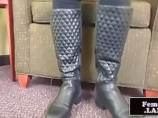 amateur femboi wanking her hard cock