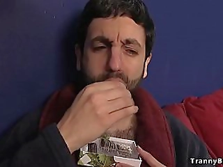 tranny mistress trains dude to take cock