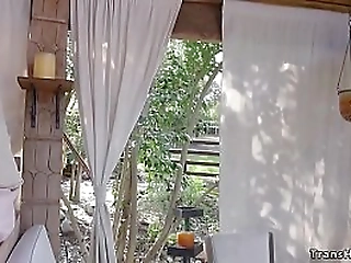 tranny anal fucks babe in jacuzzi