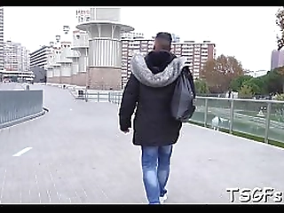 huge pecker rams throat and tight asshole of a sexy shemale