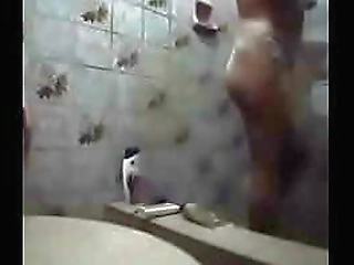 tall slim asian shemale with bushy hair cock masturbates