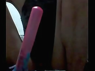 sexy shemale kendra tests her dildos