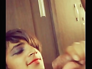 curvy filipina tranny plays with her shecock and ass on table